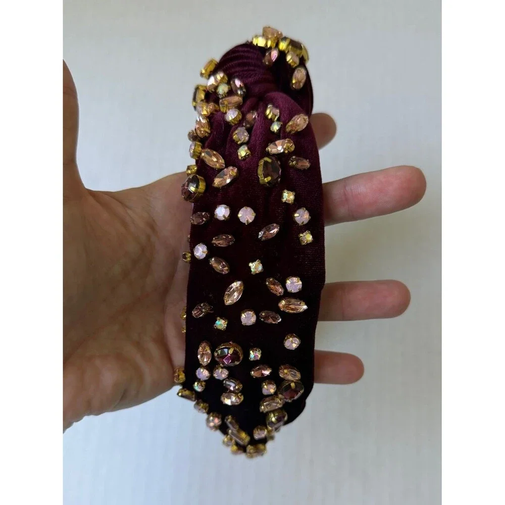 Lele Sadoughi Burgundy Mixed Shape crystal headband